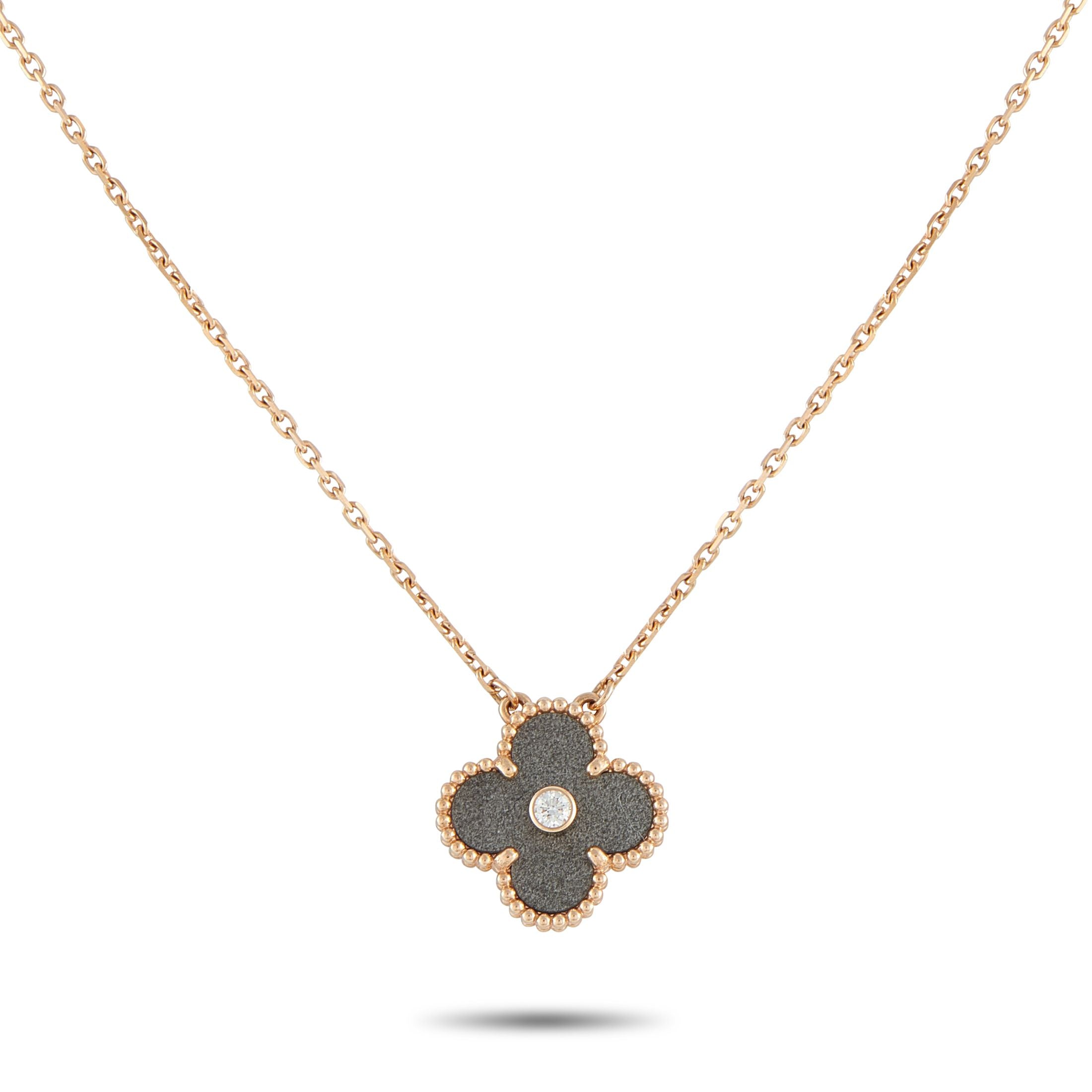 Van Cleef & ArpelsVan Cleef & Arpels Alhambra 18K Rose Gold Obsidian Holiday Pendant Necklace VC11-100725 – As Van Cleef & Ar