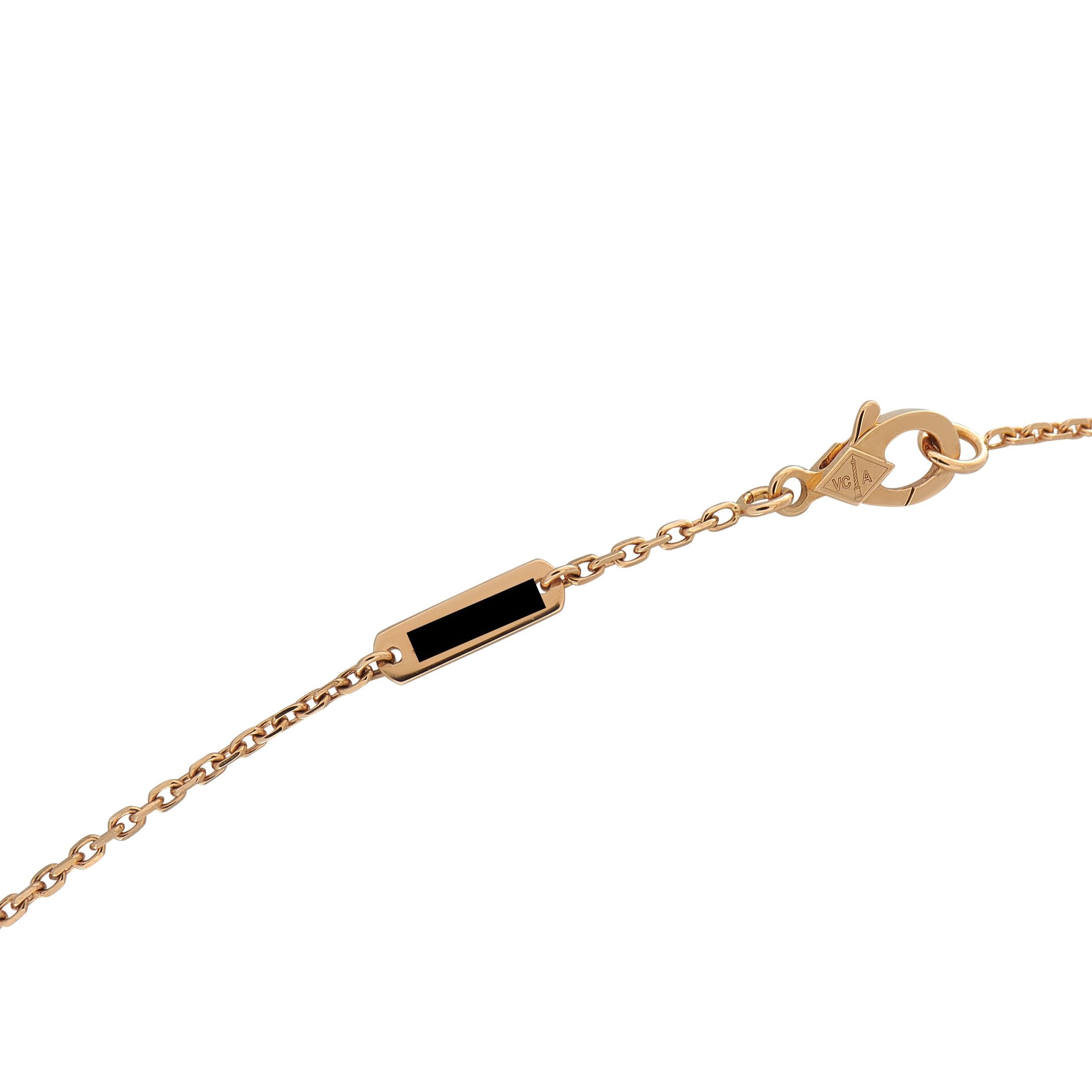 Van Cleef & Arpels Van Cleef & Arpels Alhambra 18K Rose Gold Obsidian Holiday Pendant Necklace