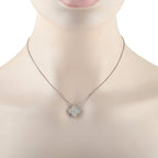 VAN CLEEF & ARPELS Van Cleef & Arpels Holiday Alhambra 18K White Gold Diamond and Mother of Pearl Pendant