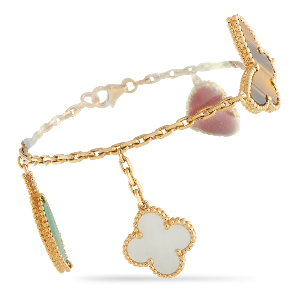 Van Cleef & Arpels Lucky Alhambra 18K Yellow Gold Charm Bracelet