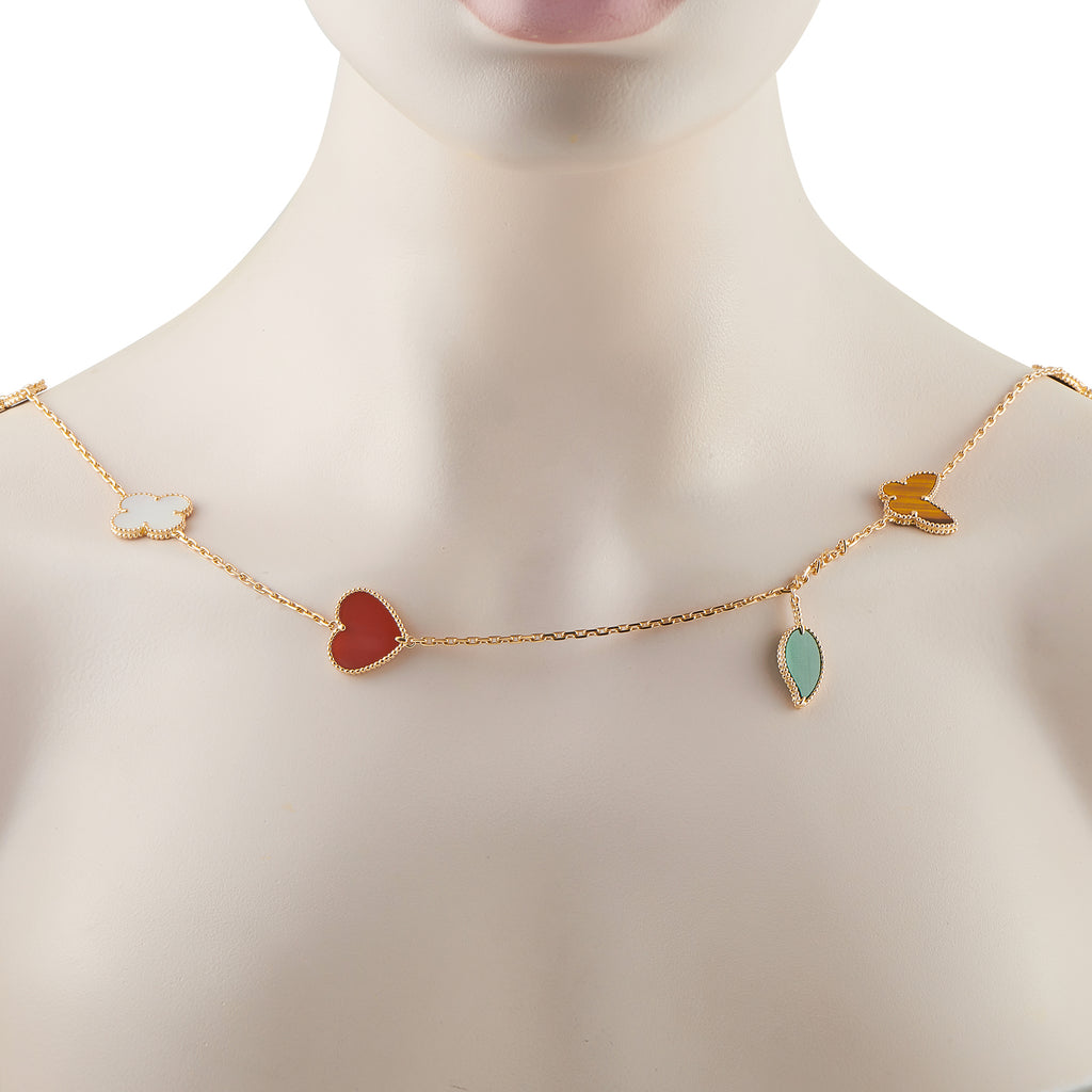Van Cleef & Arpels Lucky Alhambra 18K Yellow Gold 12-Motif Necklace