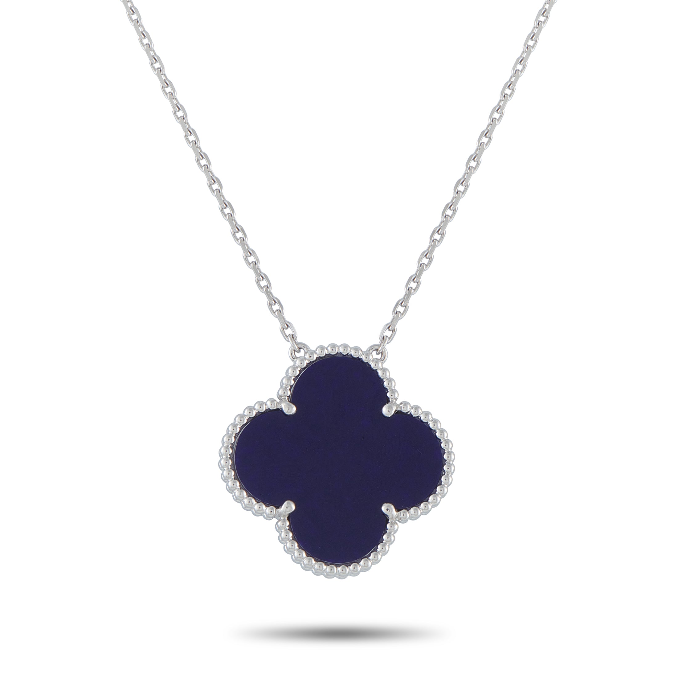 VAN CLEEF & ARPELS Van Cleef & Arpels Magic Alhambra 18K White Gold Sevres Porcelain Pendant