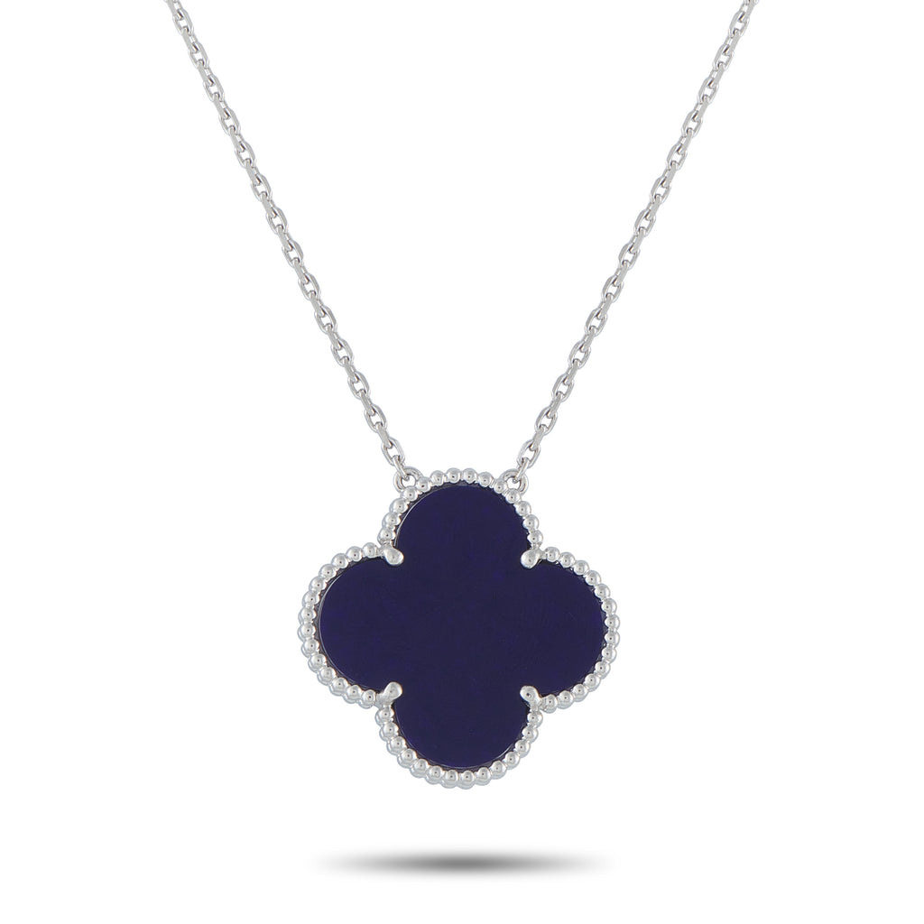 Van Cleef & Arpels Magic Alhambra 18K White Gold Sevres Porcelain Pendant