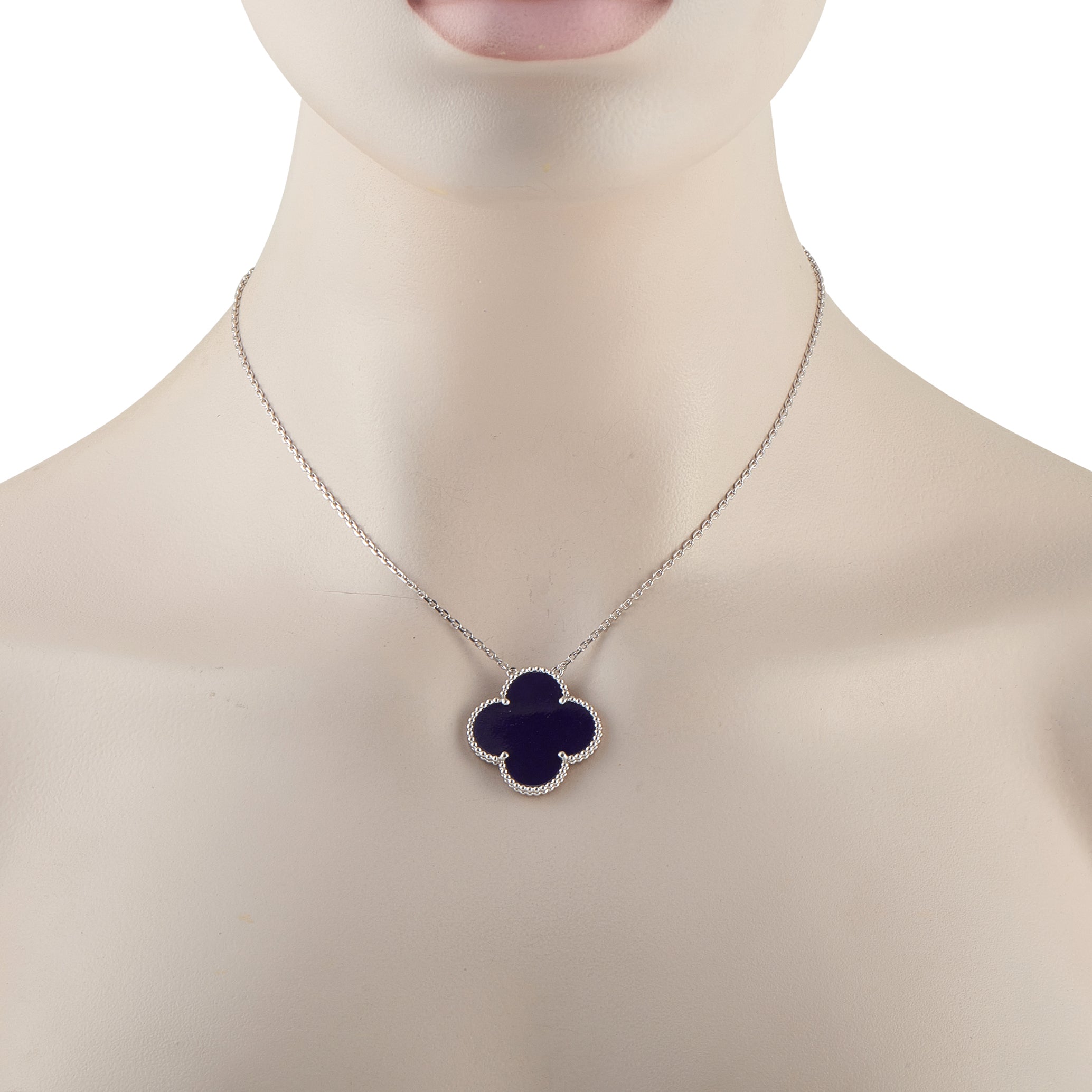 Van Cleef & Arpels Magic Alhambra 18K White Gold Sevres Porcelain Pendant