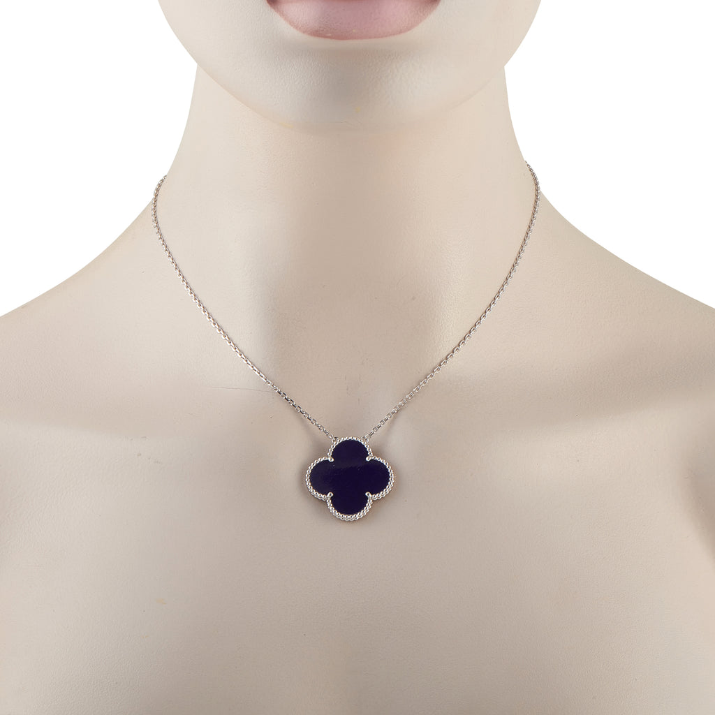 Van Cleef & Arpels Magic Alhambra 18K White Gold Sevres Porcelain Pendant