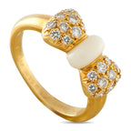 Van Cleef & Arpels Papillon 18K Yellow Gold 0.39ct Diamond and Coral Bow Ring