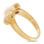 Van Cleef & Arpels Papillon 18K Yellow Gold 0.39ct Diamond and Coral Bow Ring