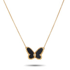 Van Cleef & Arpels Vintage Papillon 18K Yellow Gold Diamond and Onyx Necklace – Black Onyx accents make this vintage Van Clee