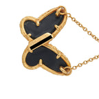 Van Cleef & Arpels Vintage Papillon 18K Yellow Gold Diamond and Onyx Necklace