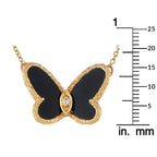 Van Cleef & Arpels Vintage Papillon 18K Yellow Gold Diamond and Onyx Necklace