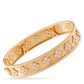Rose gold diamond bracelet with clover motifs and beaded edges
