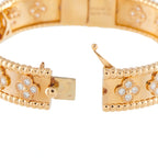 Rose gold diamond bracelet clasp detail with diamond clover charms