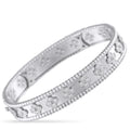 Diamond bracelet in white gold with circular pavé motifs and beaded links