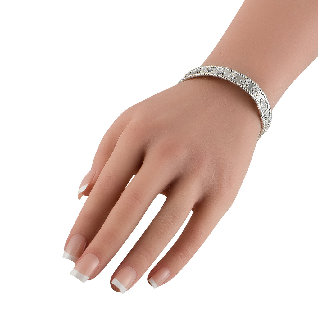 Van Cleef & Arpels Perlée 18K White Gold 1.78ct Diamond Bracelet