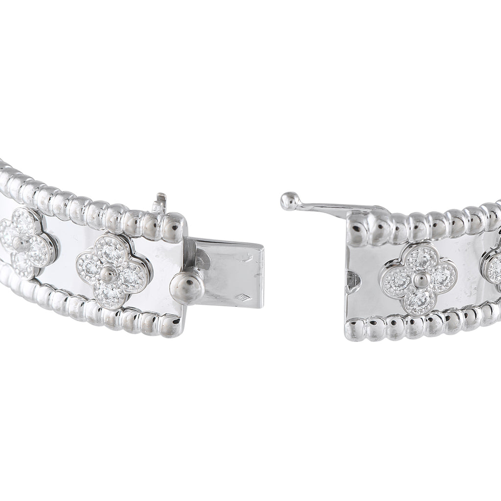 Van Cleef & Arpels Perlée 18K White Gold 1.78ct Diamond Bracelet