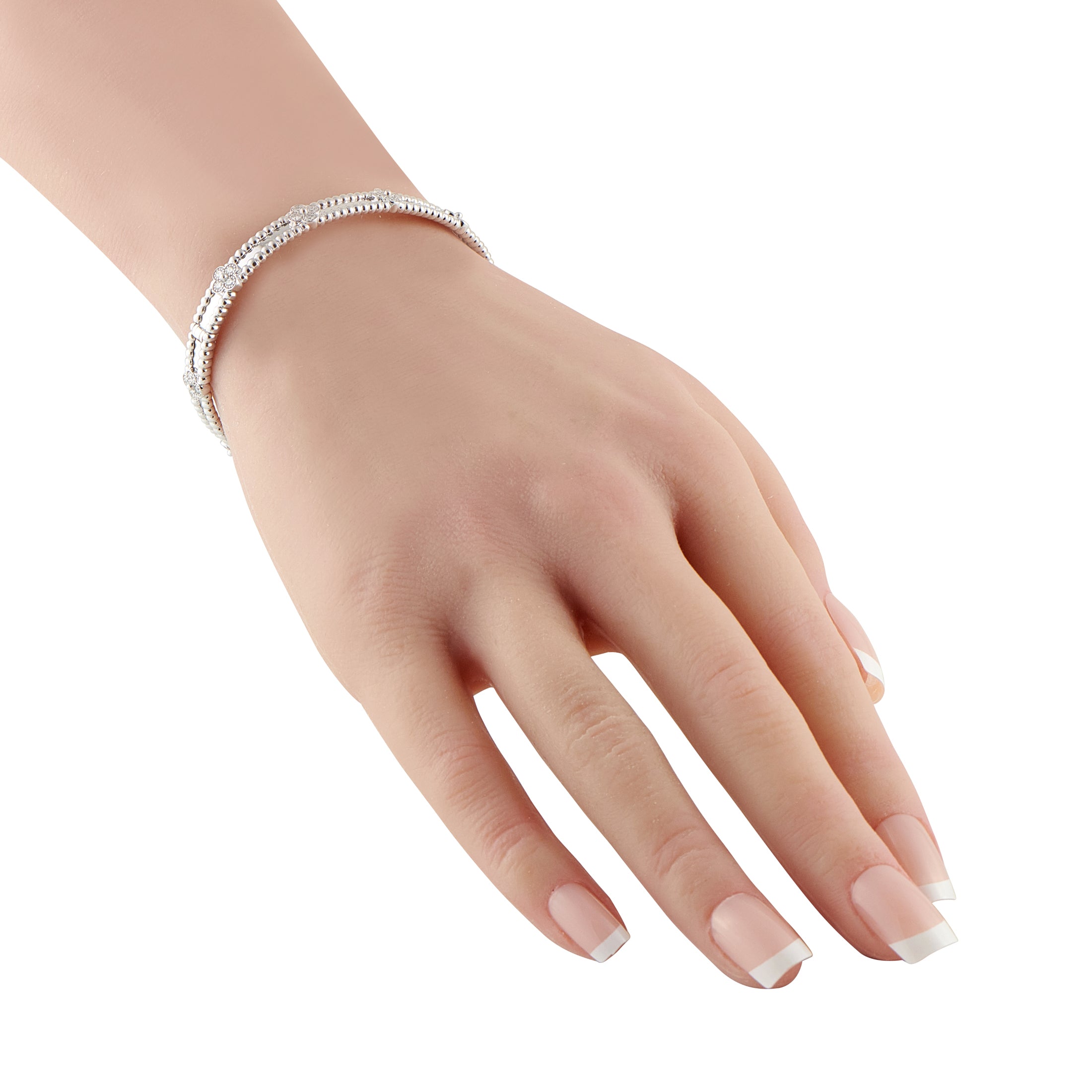 Van Cleef & Arpels Perlee Sweet Clover 18K White Gold 0.68ct Diamond Bracelet