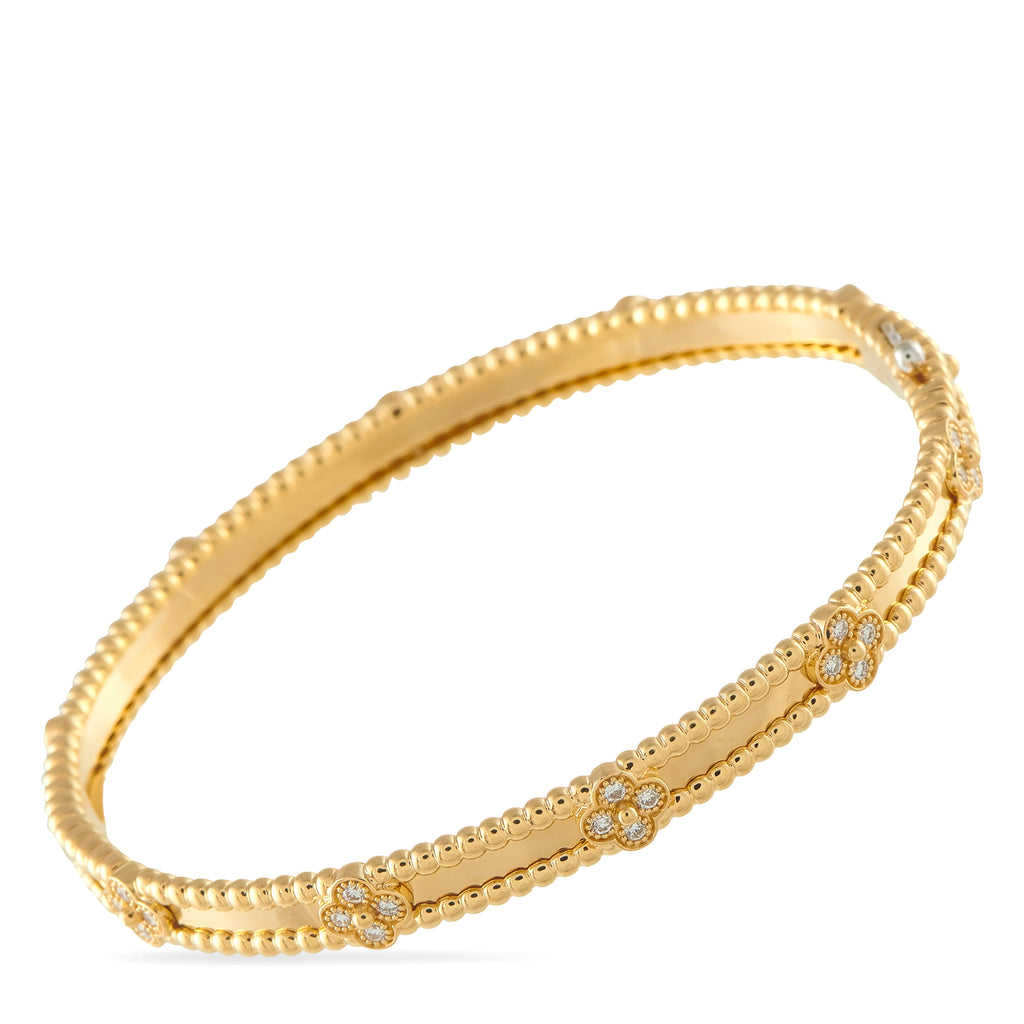 Van Cleef & Arpels Perlée 18K Yellow Gold Diamond Bangle
