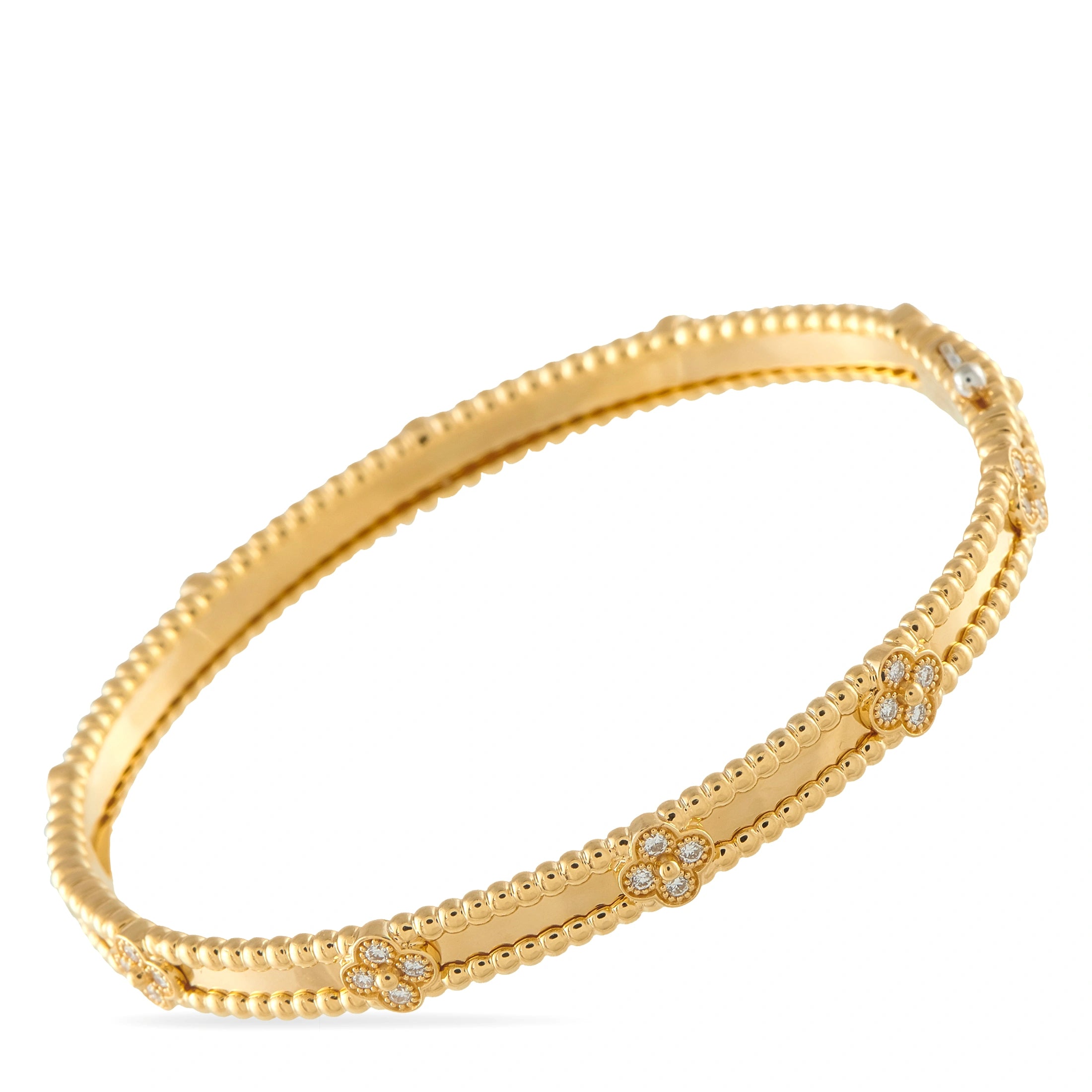 Van Cleef & Arpels Perlée 18K Yellow Gold Diamond Bangle