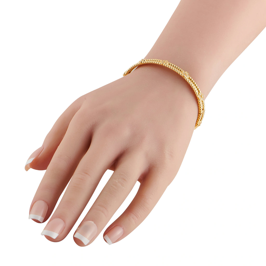 Van Cleef & Arpels Perlée 18K Yellow Gold Diamond Bangle