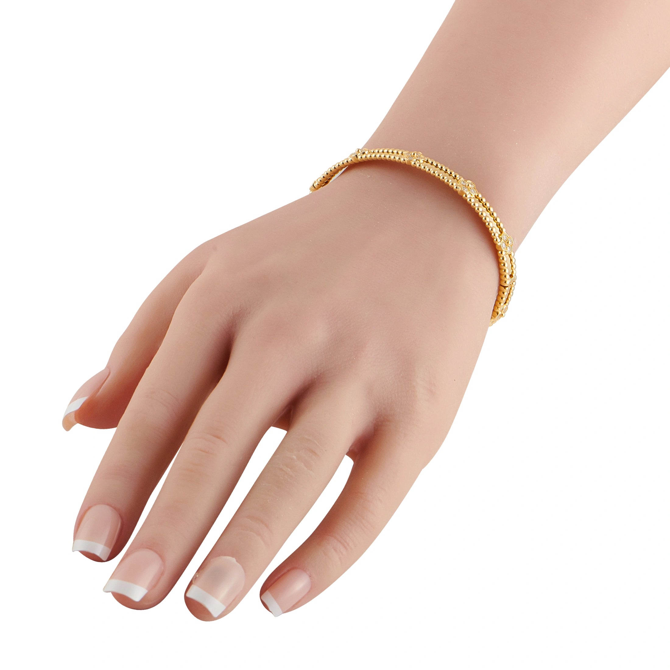 Van Cleef & Arpels Perlée 18K Yellow Gold Diamond Bangle