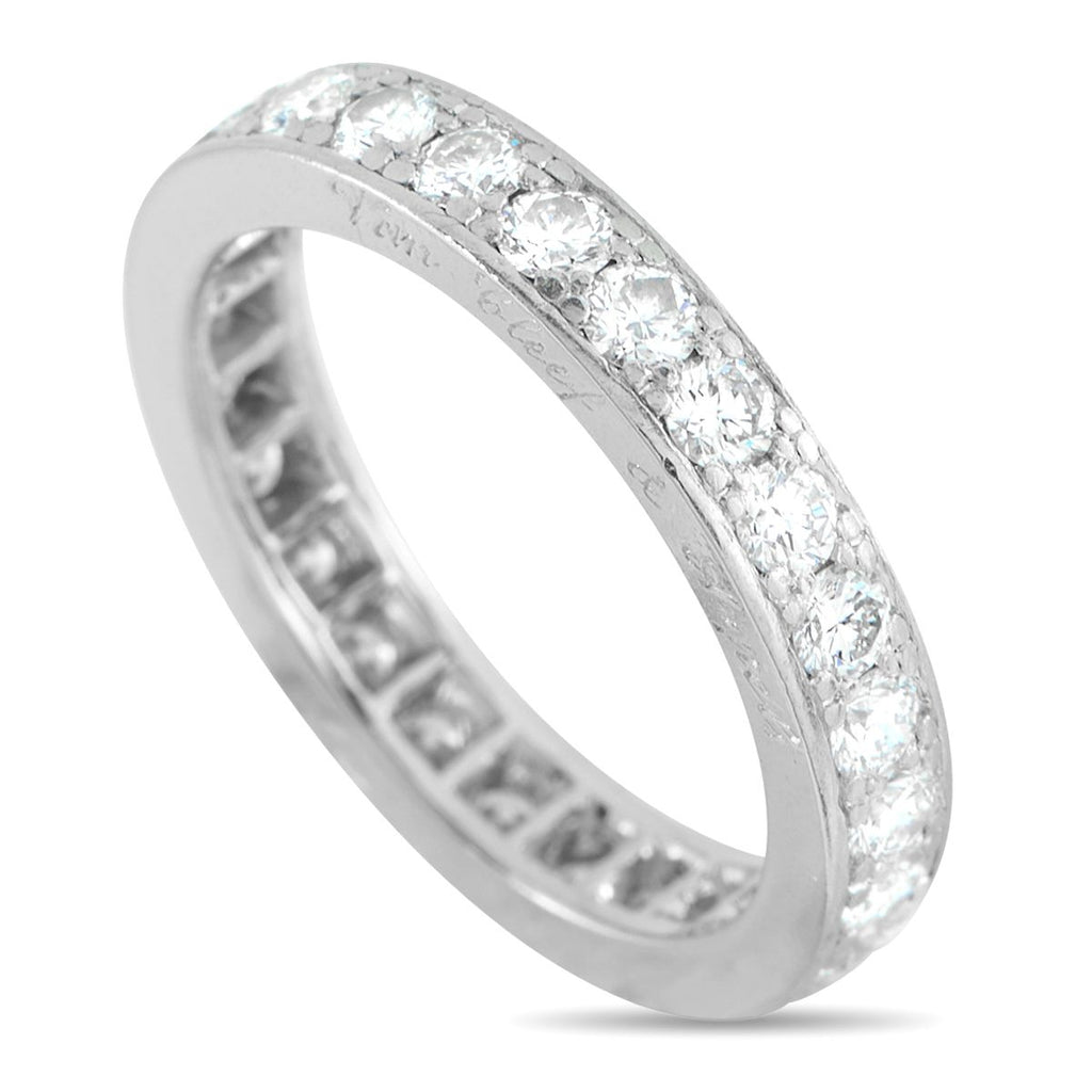 Van Cleef & ArpelsVan Cleef & Arpels Platinum 0.88ct Diamond Eternity Band Ring - This Van Cleef & Arpels Eternity Band exudes timeless luxury. At the center of the sleek Platinum setting, a series of sparkl