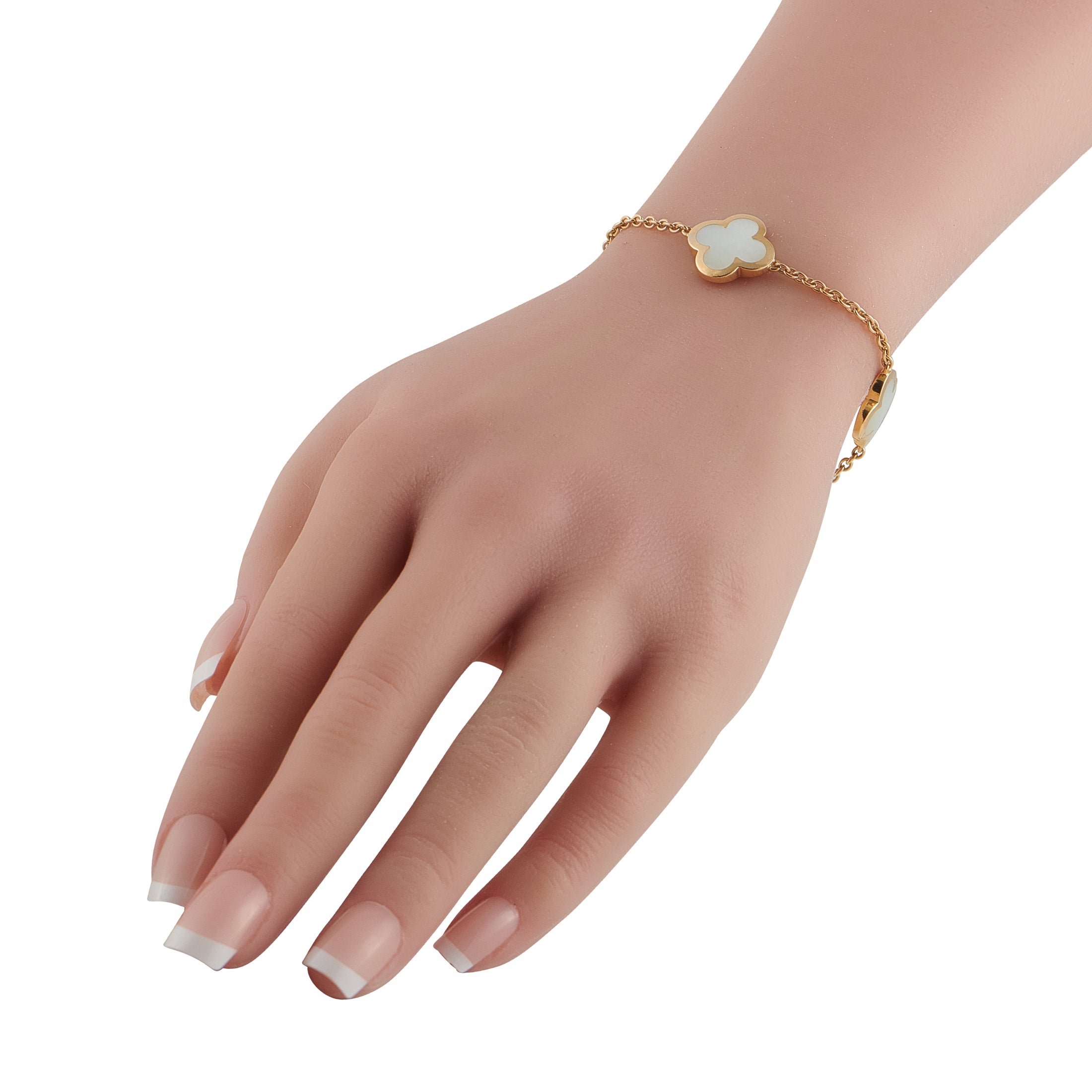 Van Cleef & Arpels Pure Alhambra 18K Yellow Gold Mother of Pearl Bracelet