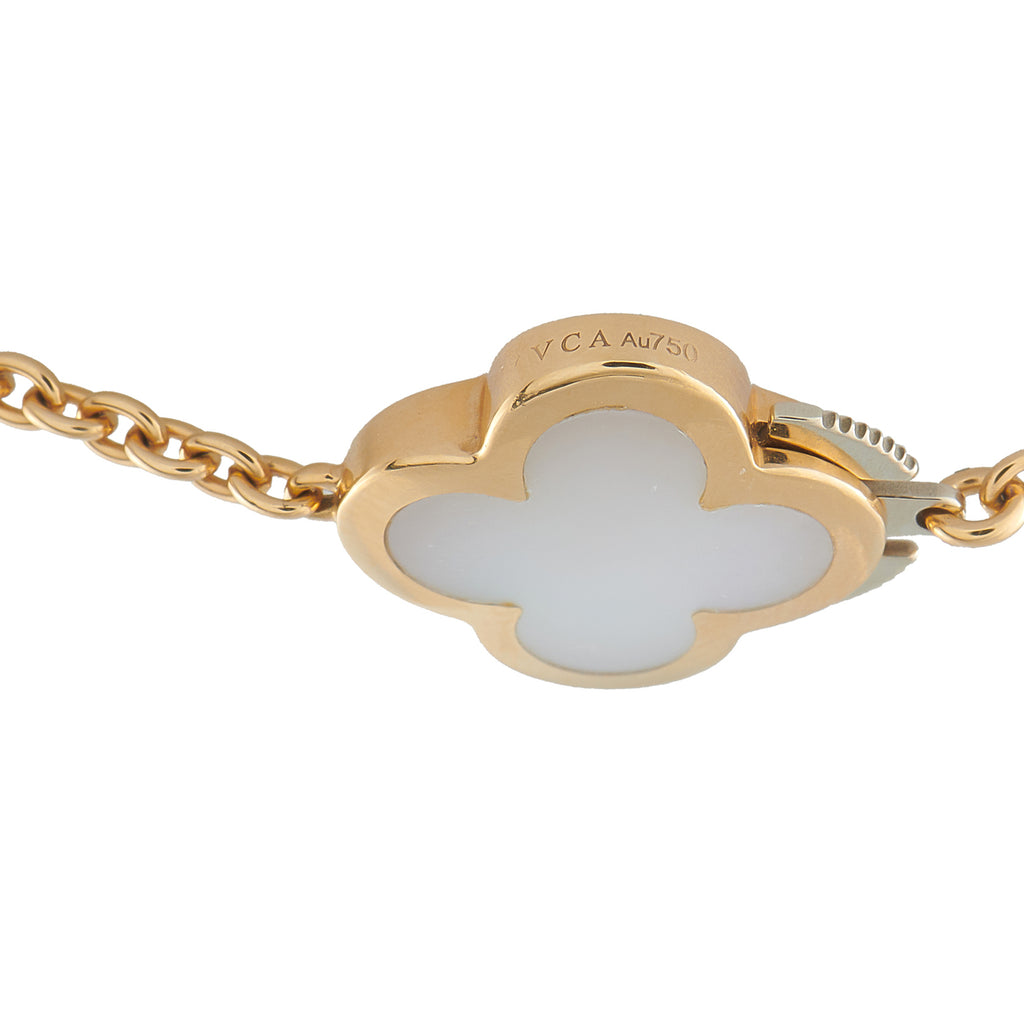 Van Cleef & Arpels Pure Alhambra 18K Yellow Gold Mother of Pearl 14-Motif Necklace