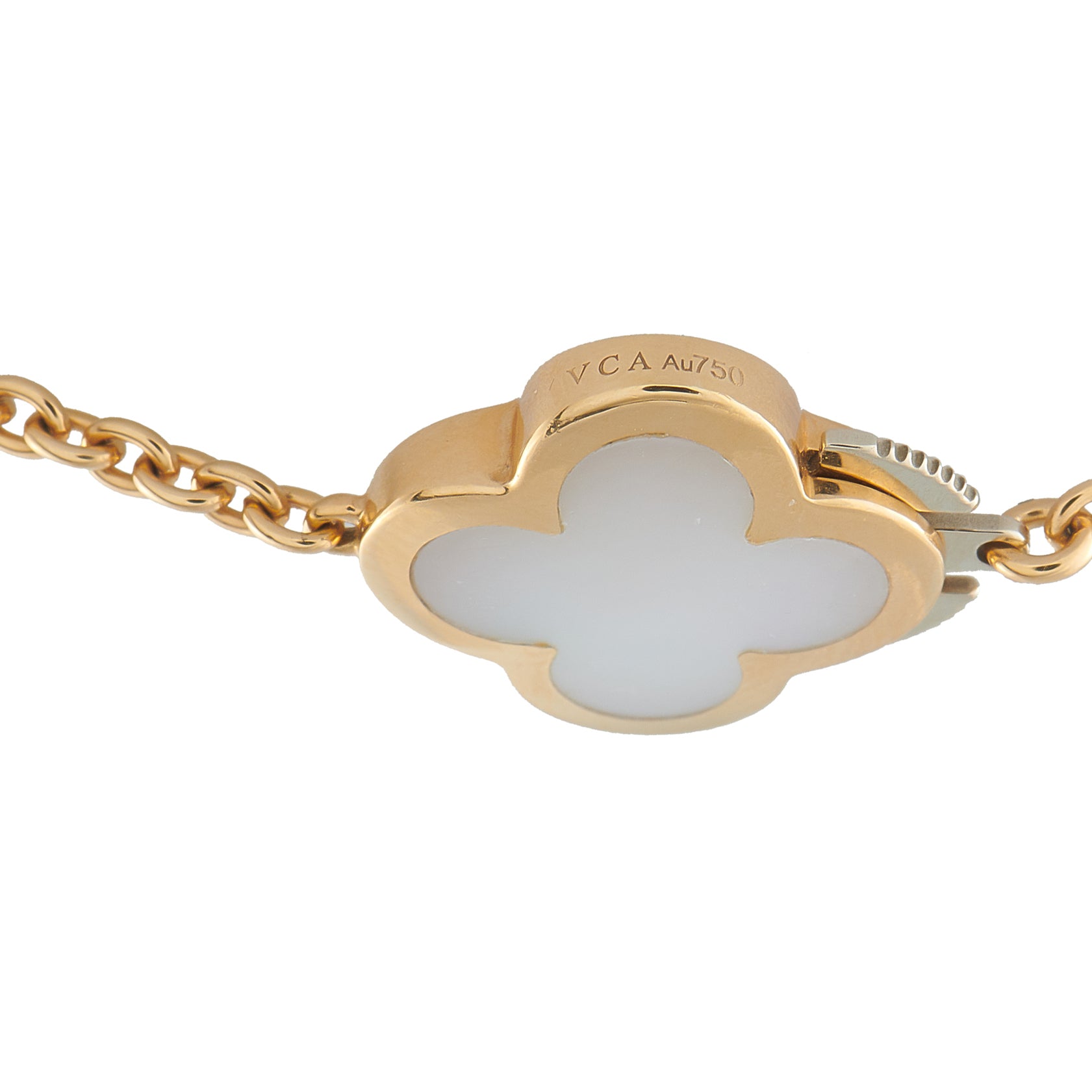 Van Cleef & Arpels Pure Alhambra 18K Yellow Gold Mother of Pearl 14-Motif Necklace