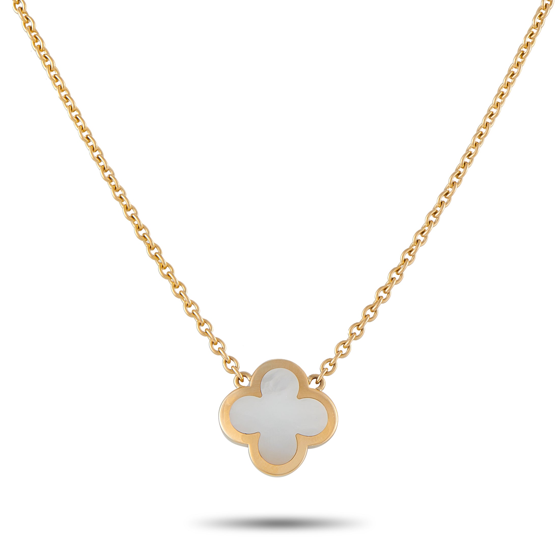 Van Cleef & Arpels Pure Alhambra 18K Yellow Gold Mother of Pearl Necklace – This Van Cleef & Arpels Pure Alhambra necklace is