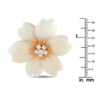 VAN CLEEF & ARPELS Van Cleef & Arpels Rose de Noel 18K Yellow Gold 0.50ct Diamond and White Coral Brooch