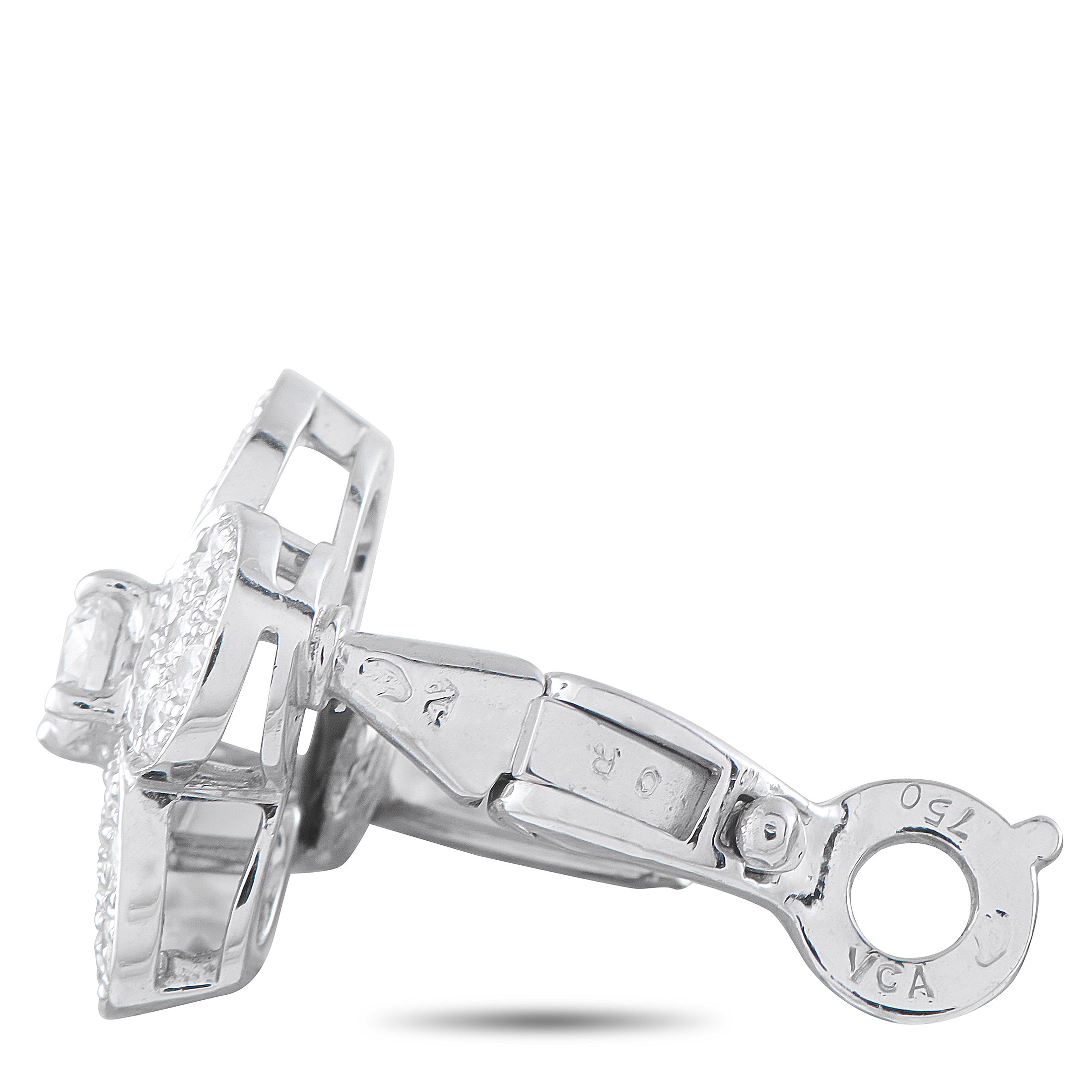 Van Cleef & Arpels Trefle 18K White Gold 1.75ct Diamond Earrings