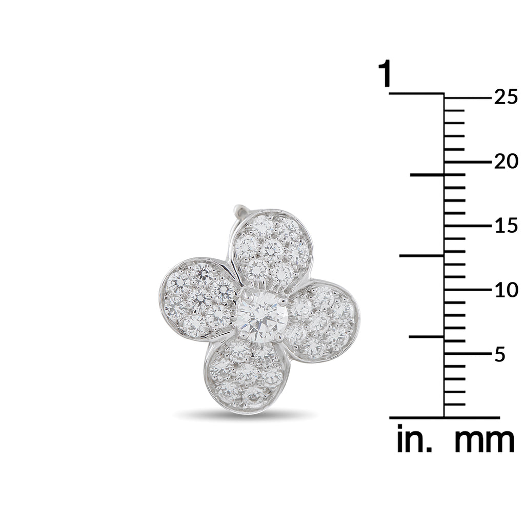 Van Cleef & Arpels Trefle 18K White Gold 1.75ct Diamond Earrings
