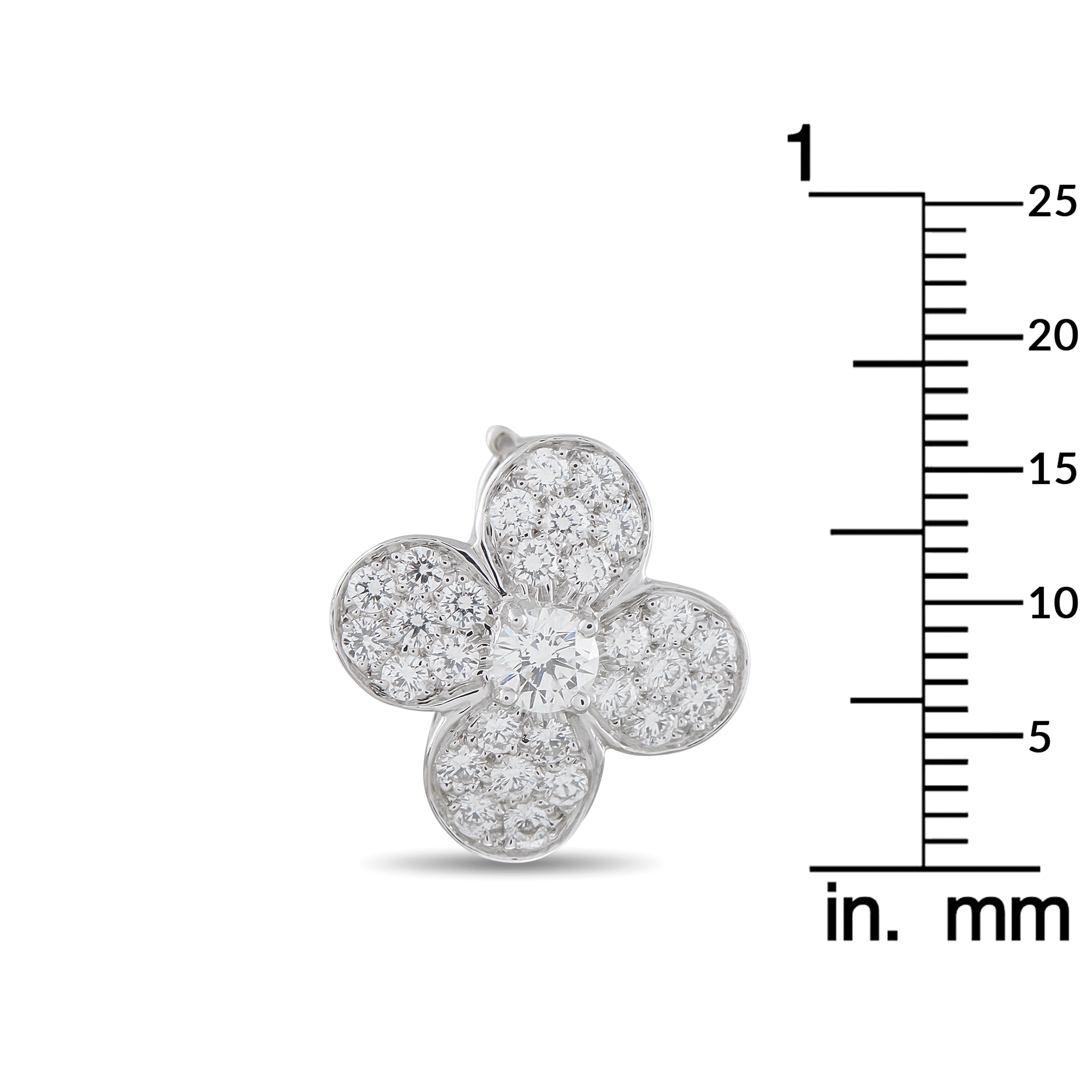 Van Cleef & Arpels Trefle 18K White Gold 1.75ct Diamond Earrings