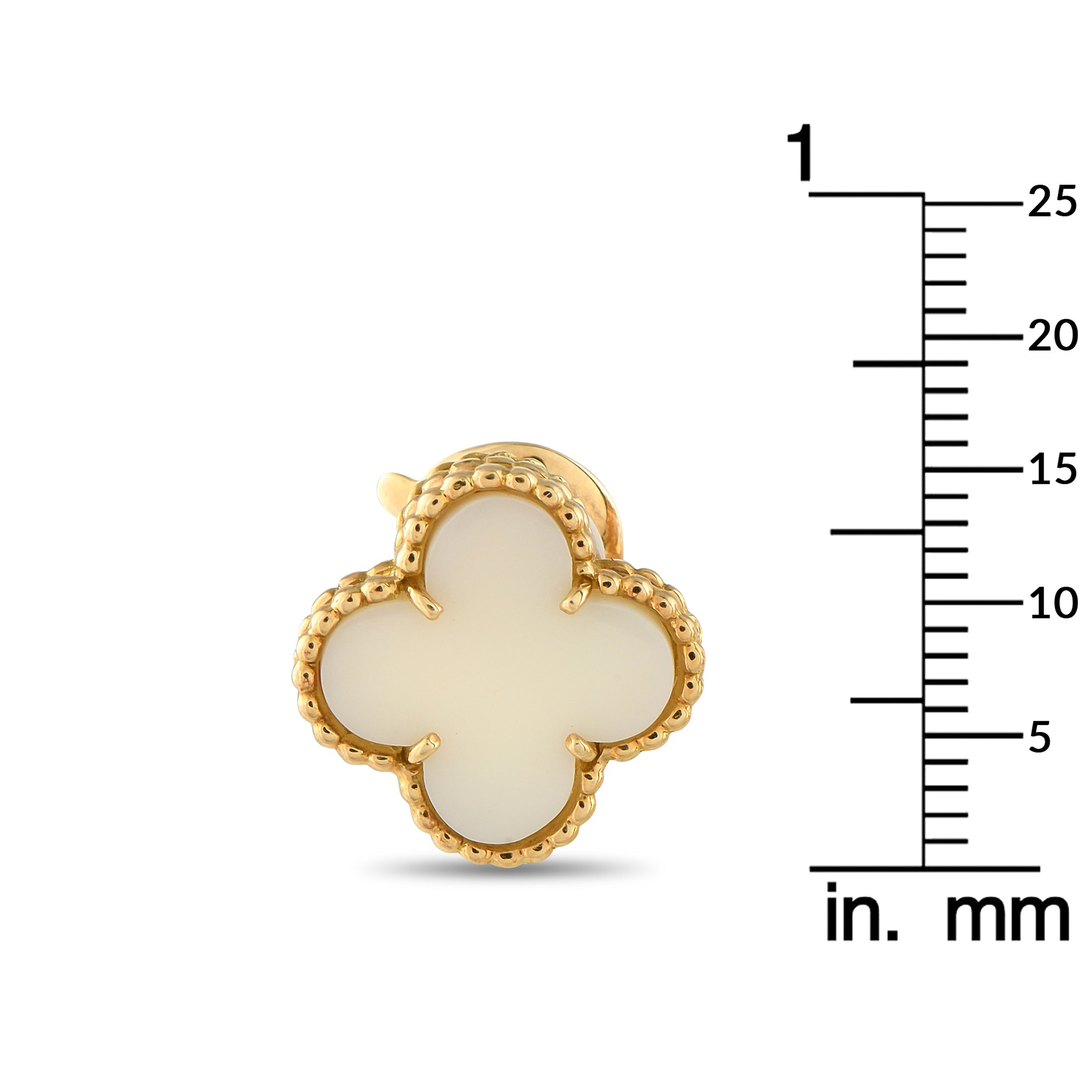 Van Cleef & Arpels Vintage Alhambra 18K Yellow Gold White Coral Clip-On Earrings