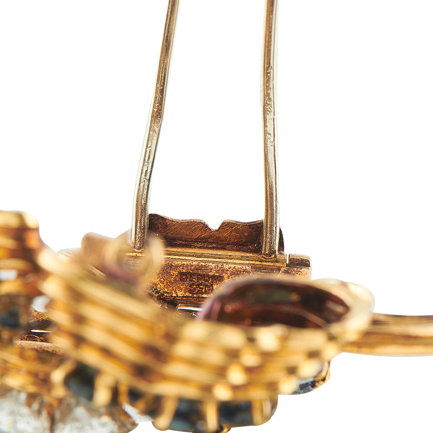 Van Cleef & ArpelsVan Cleef & Arpels Vintage 18K Yellow Gold 1.50ct Diamond and Sapphire Brooch