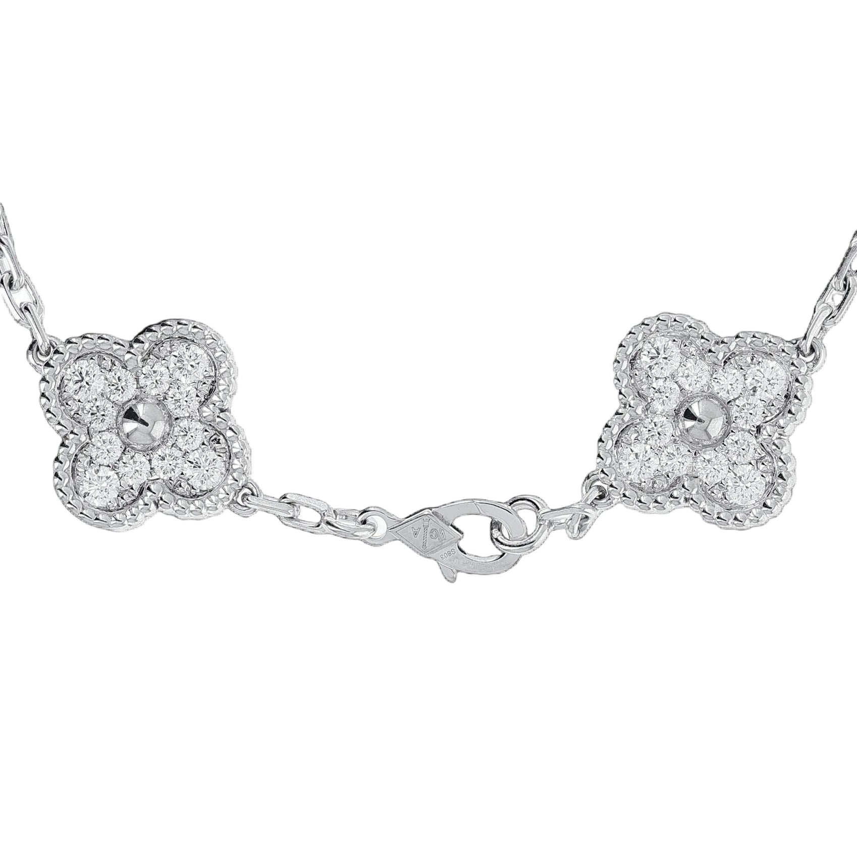 Van Cleef Vintage Alhambra Diamond 5 Motif White Gold Bracelet