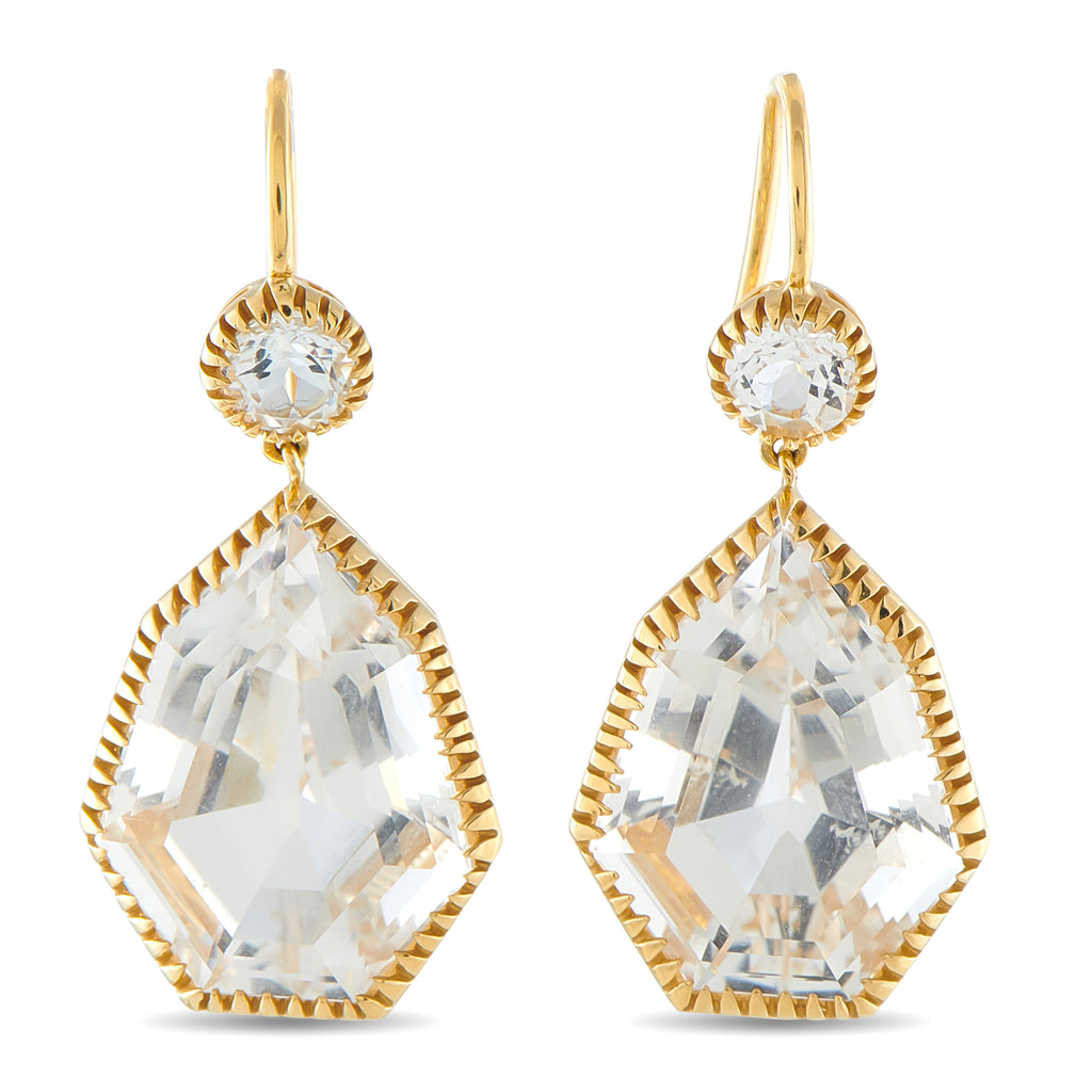 VERDURA Byzantine 18K Yellow Gold White Topaz Drop Earrings