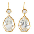 18K yellow gold drop earrings with round and pear-cut white topaz accents