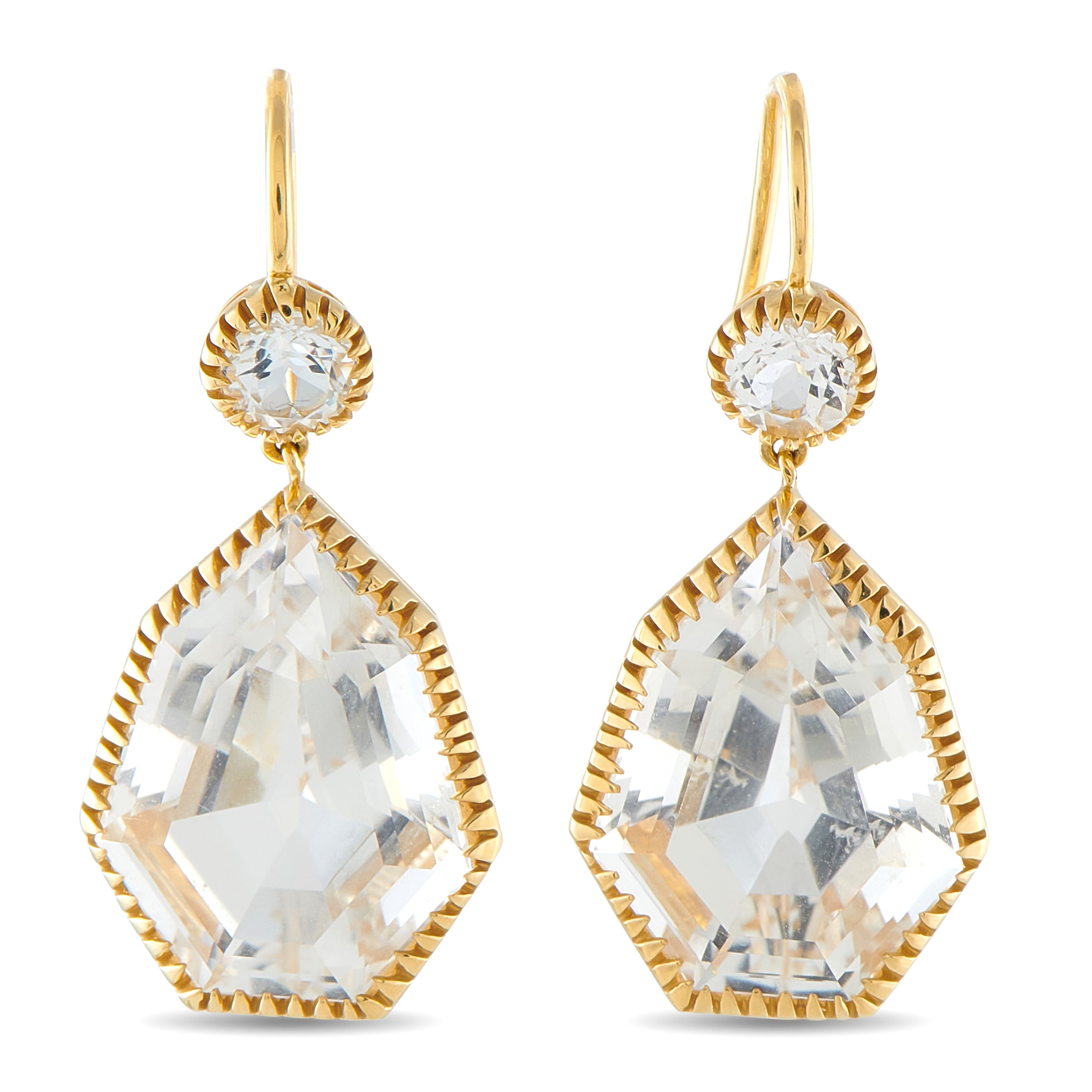 VERDURA Byzantine 18K Yellow Gold White Topaz Drop Earrings