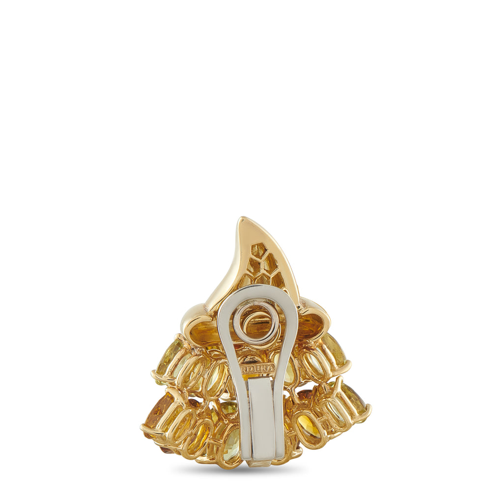 VERDURA 18K Yellow Gold Garnet Cornucopia Earrings