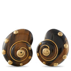 VERDURAVintage 18K Yellow Gold Tiger’s Eye Snail Shell Earrings – A stunning snail shell design makes these vintage Verdura e