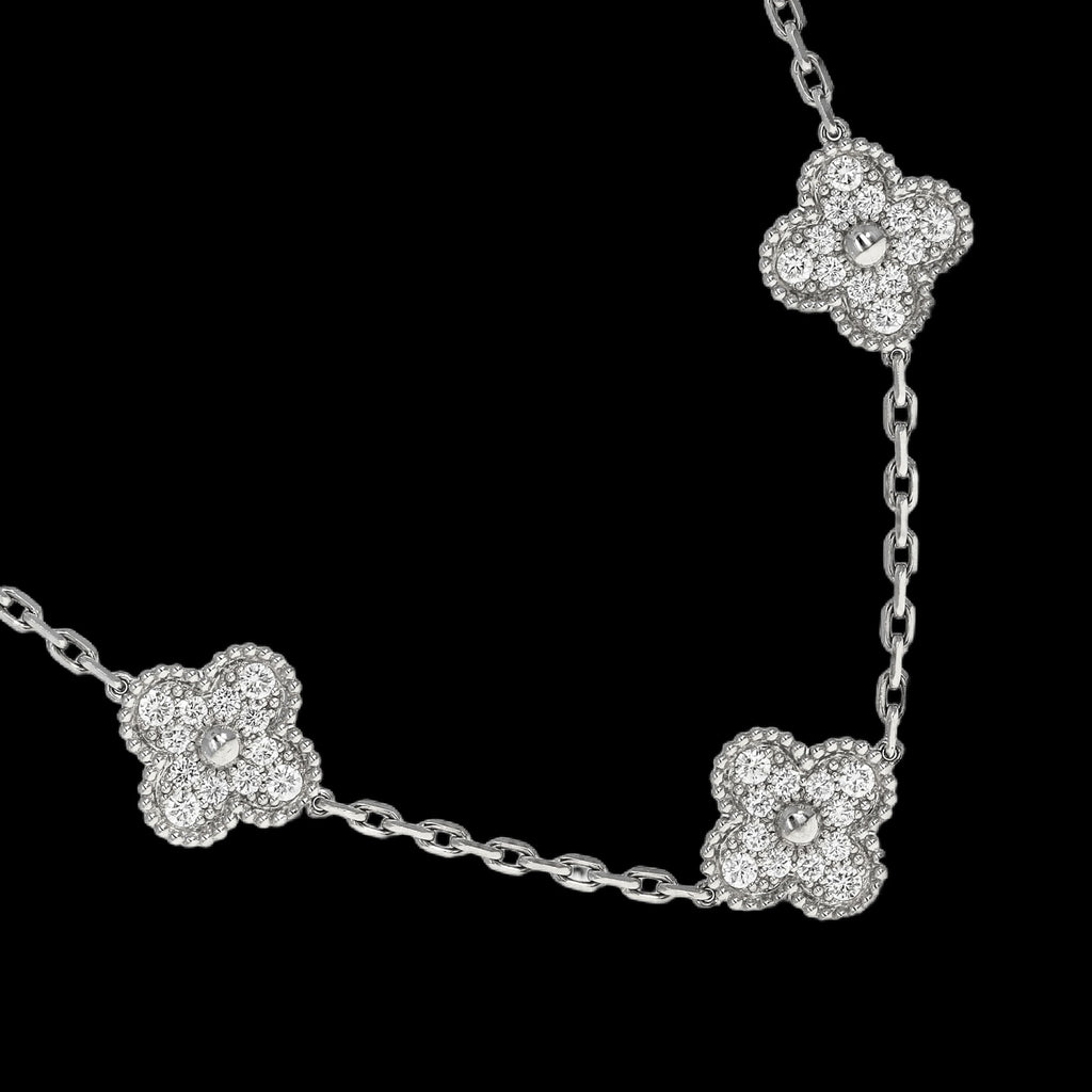 Van Cleef Vintage Alhambra Diamond 10 Motif Necklace