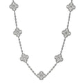 White gold diamond clover motif necklace with five scalloped Alhambra charms