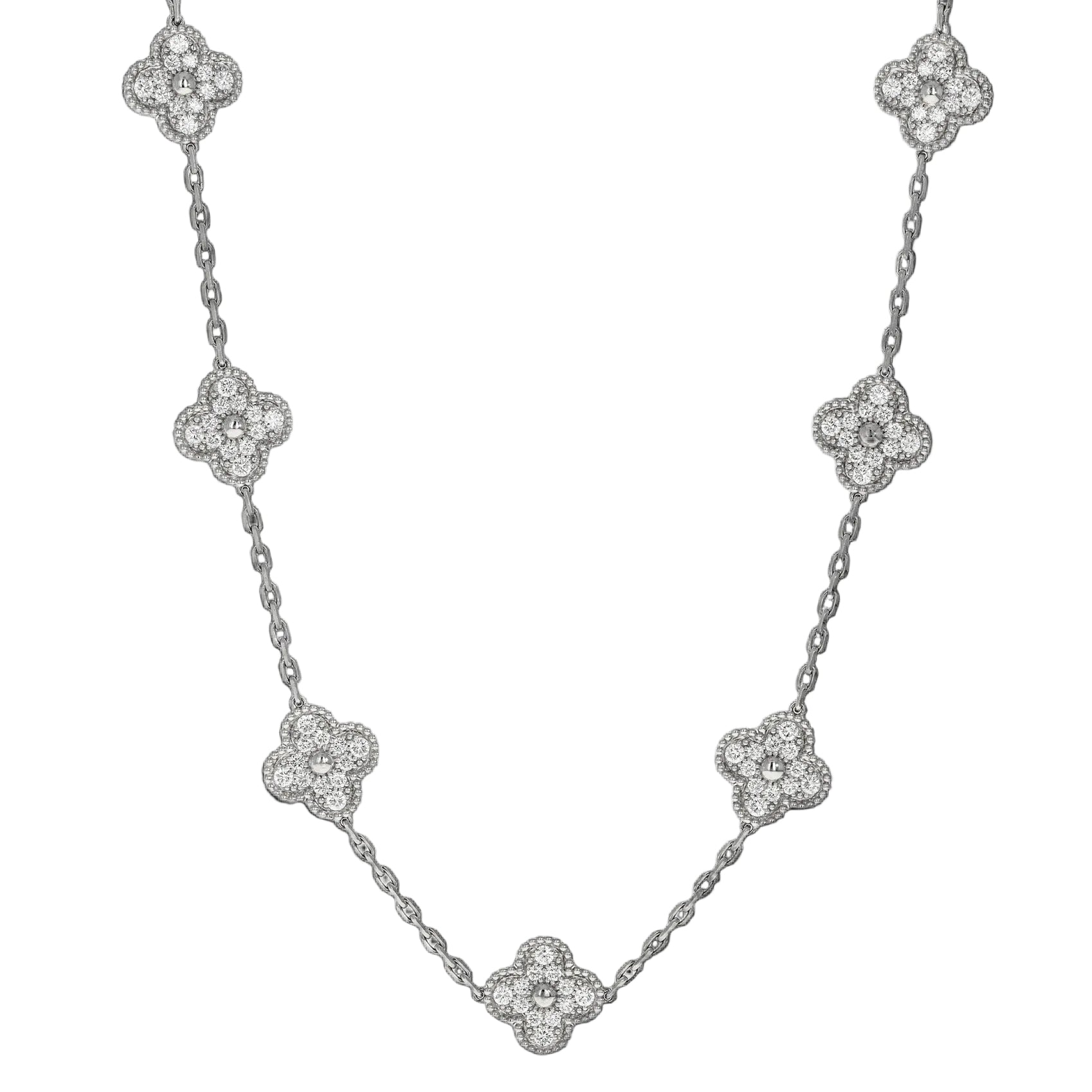 Van Cleef Vintage Alhambra Diamond 10 Motif Necklace