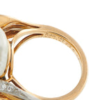 William Ruser Vintage Platinum and 14K Yellow Gold 0.16ct Diamond, Sapphire, and Baroque Pearl Ring