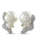 Yvel 18K White Gold 2.15ct Diamond and Baroque Pearl Earrings – Uniquely shaped Baroque Pearls make these Yvel earrings incre