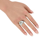 Yvel 18K White Gold 3.20ct Diamond and Baroque Pearl Ring