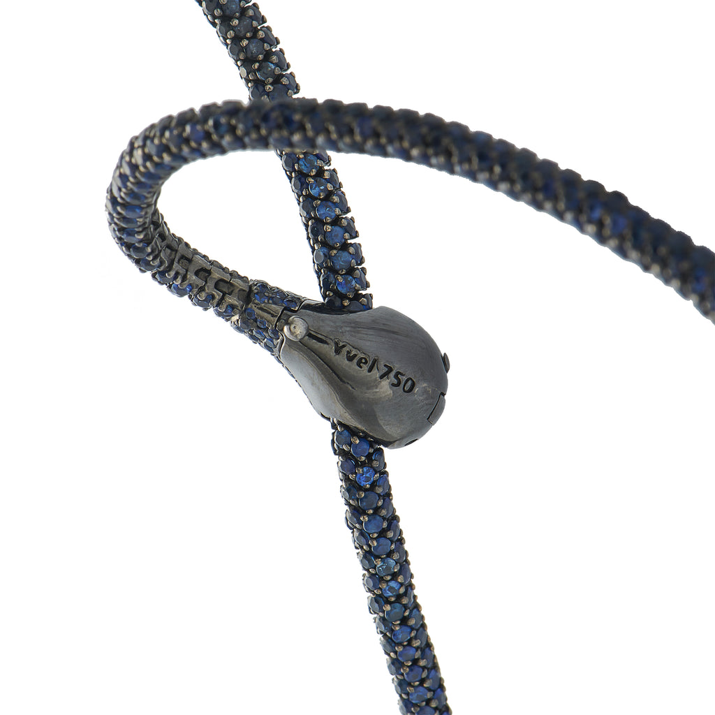 Yvel 18K White Gold Sapphire and Baroque Pearl Lariat Necklace