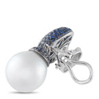 Yvel 18K White Gold 7.0ct Sapphire and Pearl Earrings