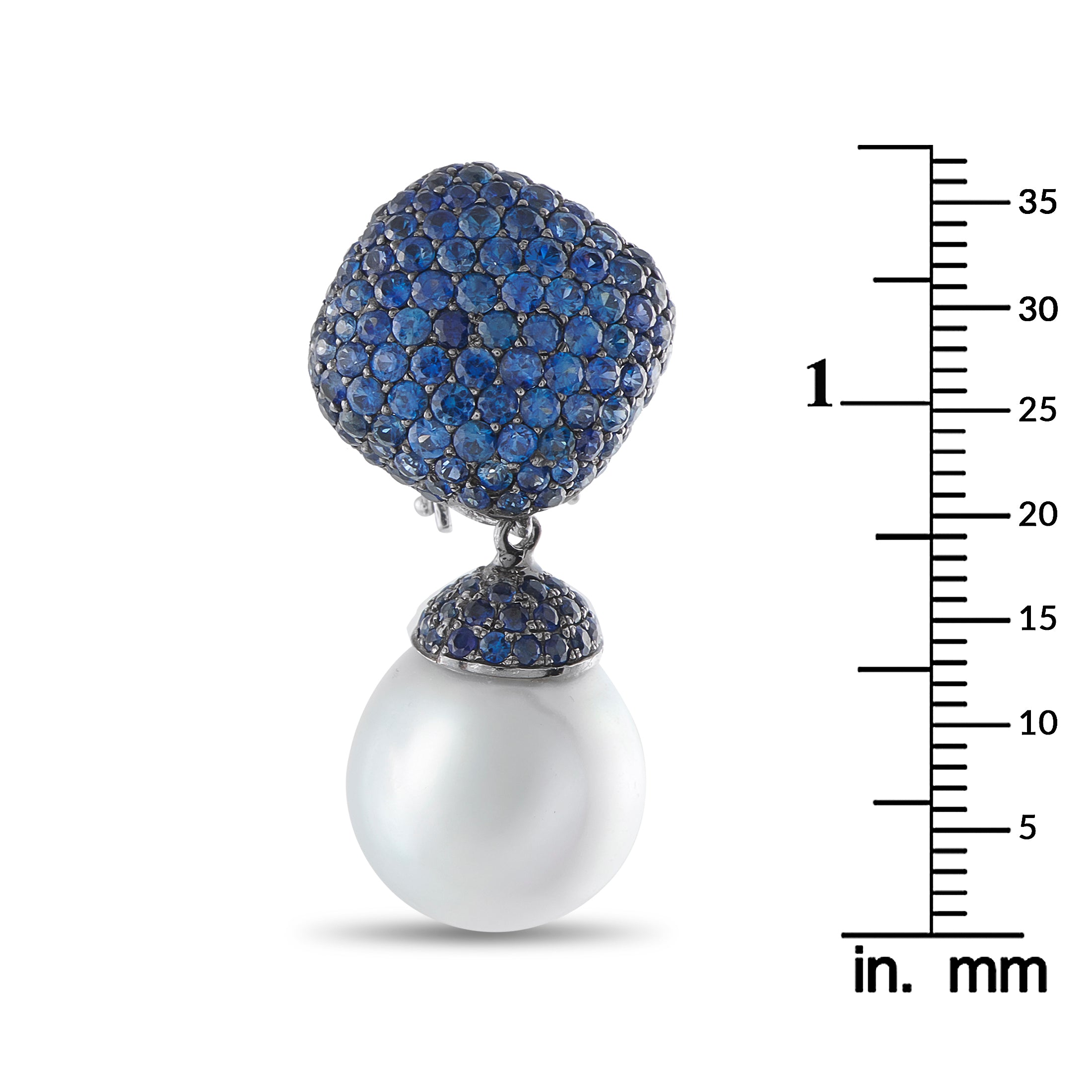 Yvel 18K White Gold 7.0ct Sapphire and Pearl Earrings